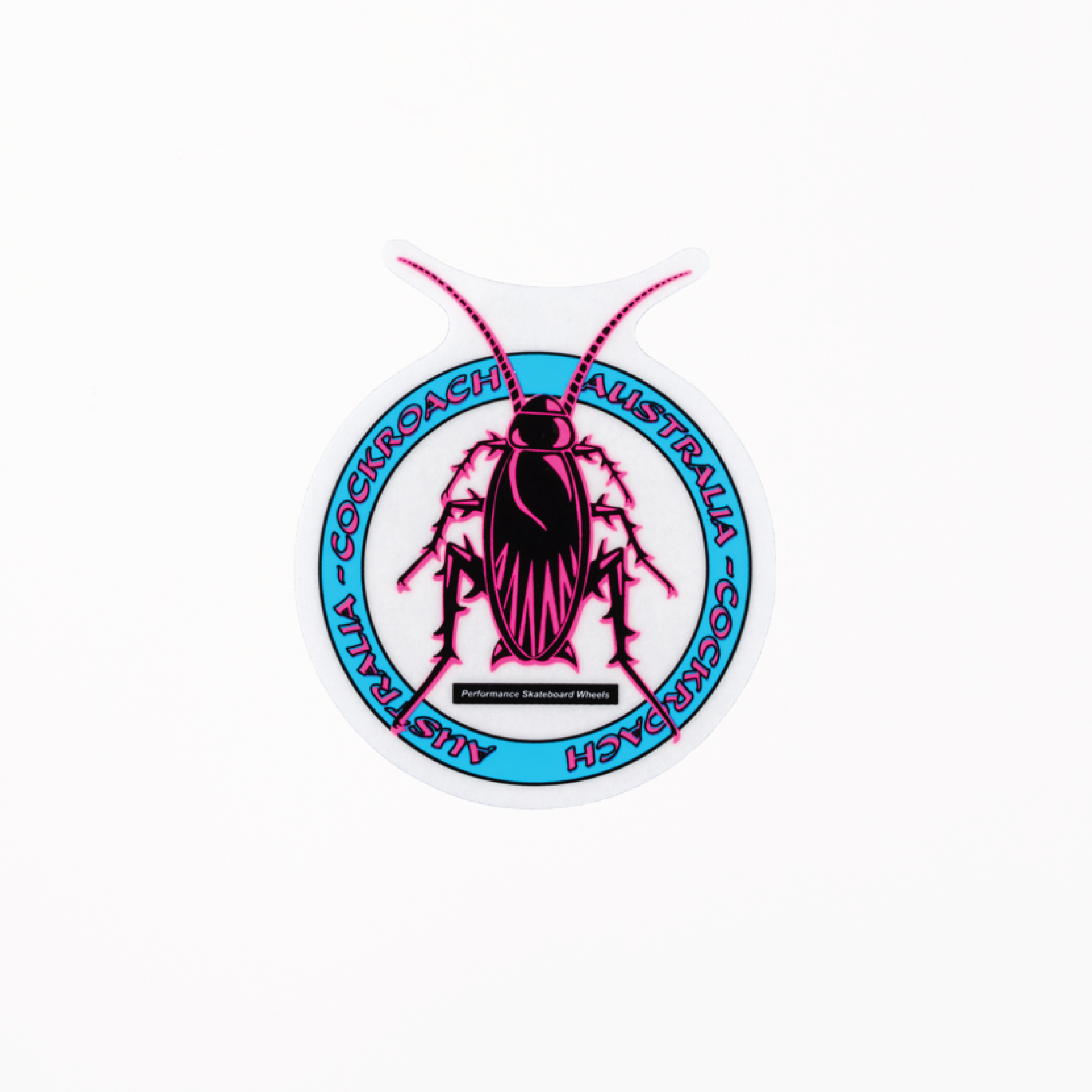 LOGO STICKER MEDIUM Pink/Blue – Cockroach Wheels